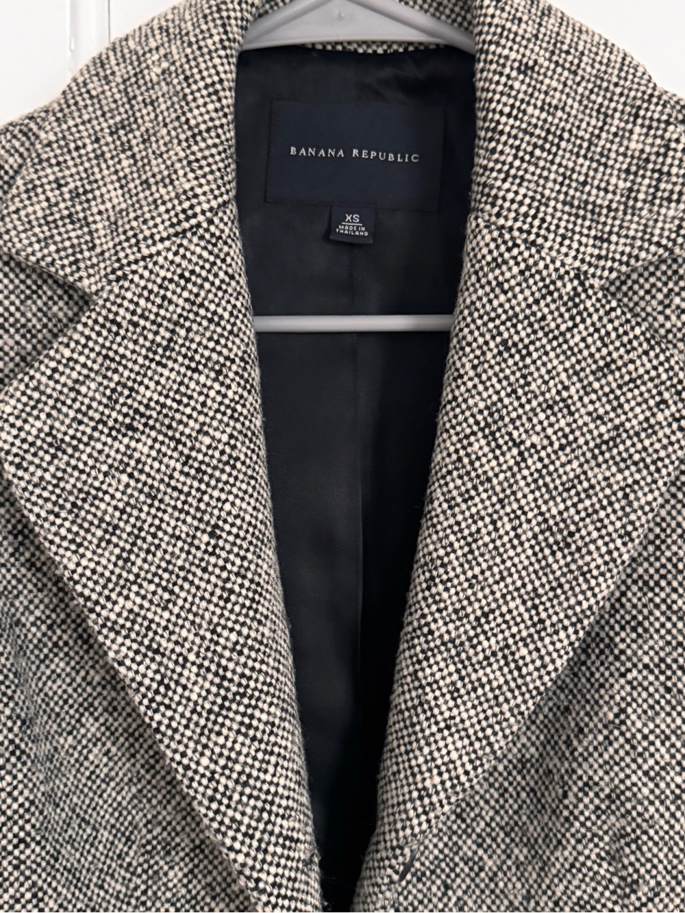 Banana Republic Black and White Tweed Single-Breasted Pea Coat - Picture 2 of 4
